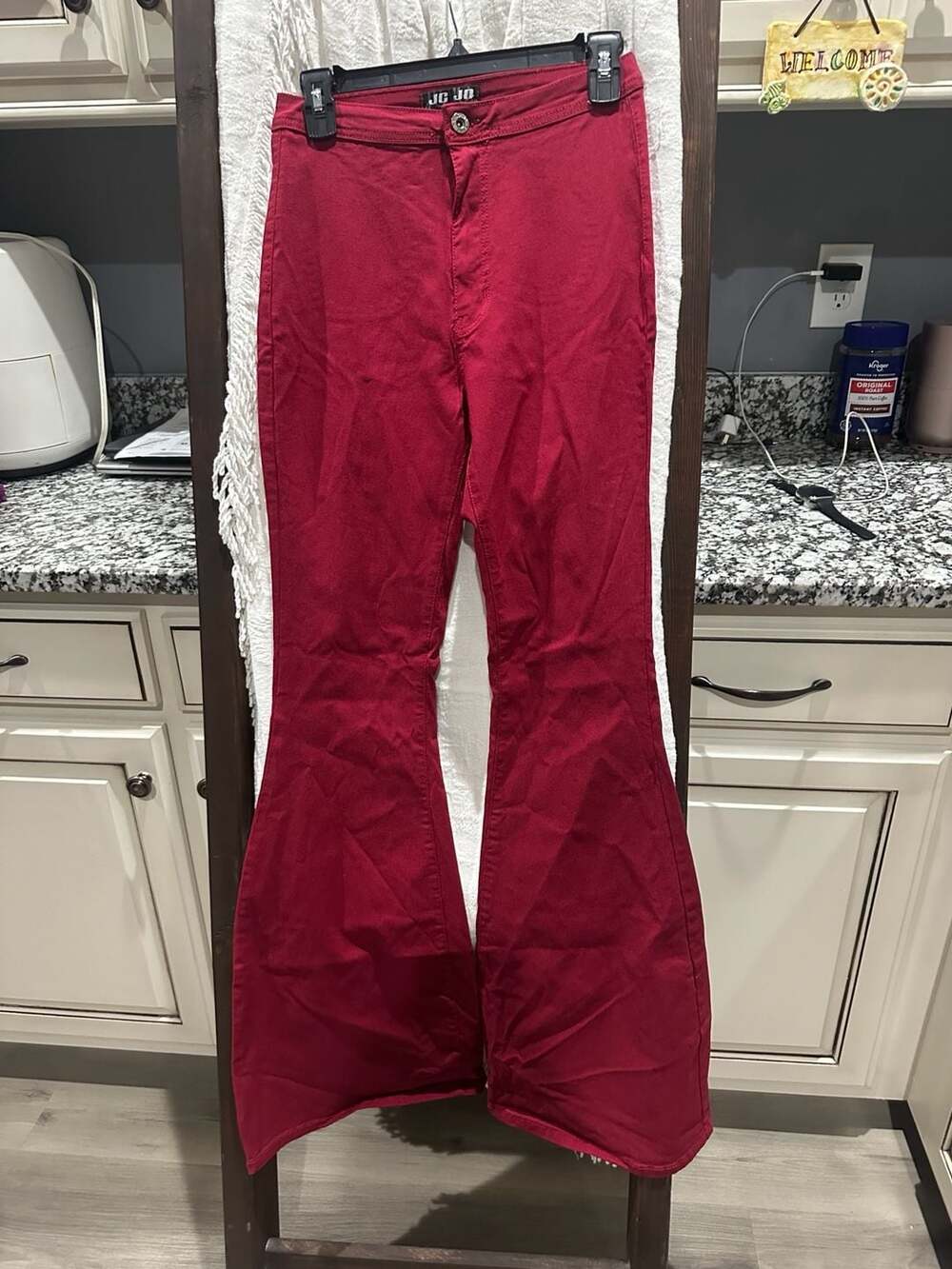 JC & JQ Red Flare Bell Bottom Jeans Style GP2610-BU Size L